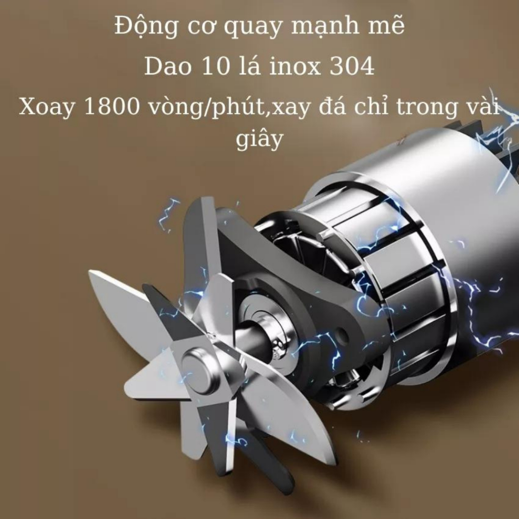 Máy xay sinh tố cầm tay Guesmi,máy xay sinh tố mini công suất mạnh xay được đá viên-10 lưỡi inox-pin trâu 3000mAh