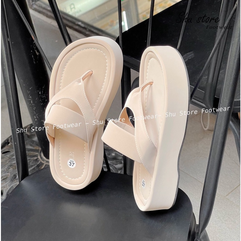 Shu Store | Dép kẹp ngón đế lõm quai ngang mãnh dép bánh mì cao 4cm thời trang xinh xắn cho nàng