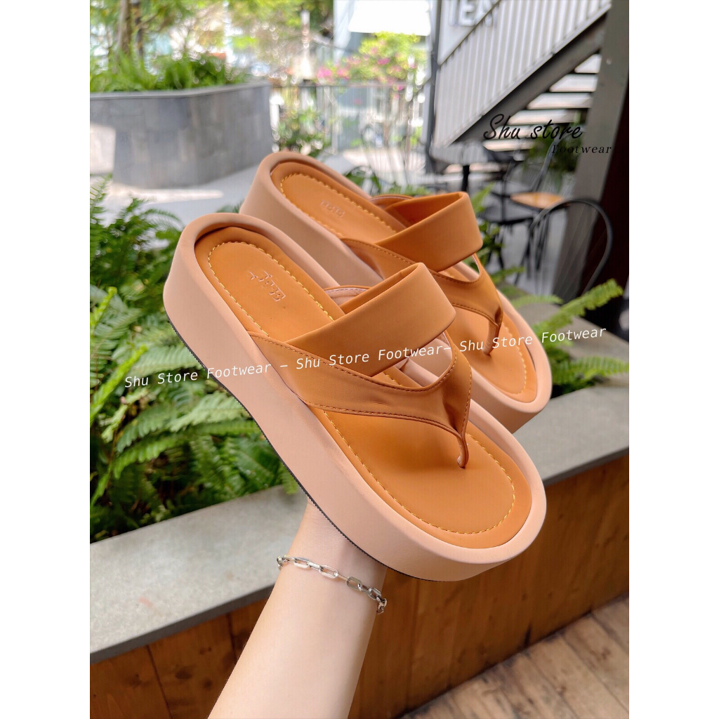 Shu Store | Dép kẹp ngón đế lõm quai ngang mãnh dép bánh mì cao 4cm thời trang xinh xắn cho nàng