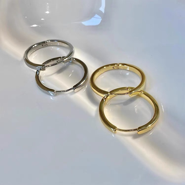 Bông tai khoen tròn bản vuông basic 2 màu 2cm