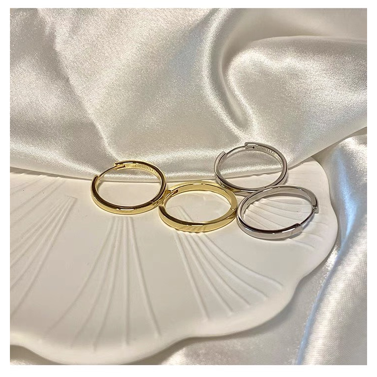 Bông tai khoen tròn bản vuông basic 2 màu 2cm