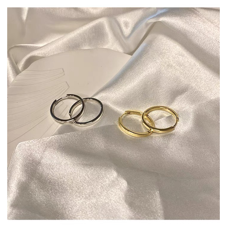 Bông tai khoen tròn bản vuông basic 2 màu 2cm