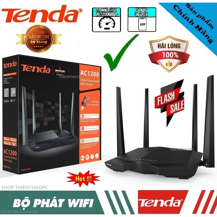 Bộ phát wifi băng tần kép 1200Mbps AC6 Tenda , Hàng Mới Chính Hãng BH24T