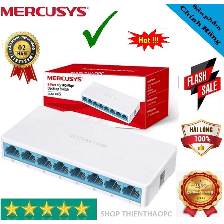 Bộ Chia Mạng 8 Cổng Mercusys MS108 - 10/100Mbps , Hàng Mới Chính Hãng Bh24T