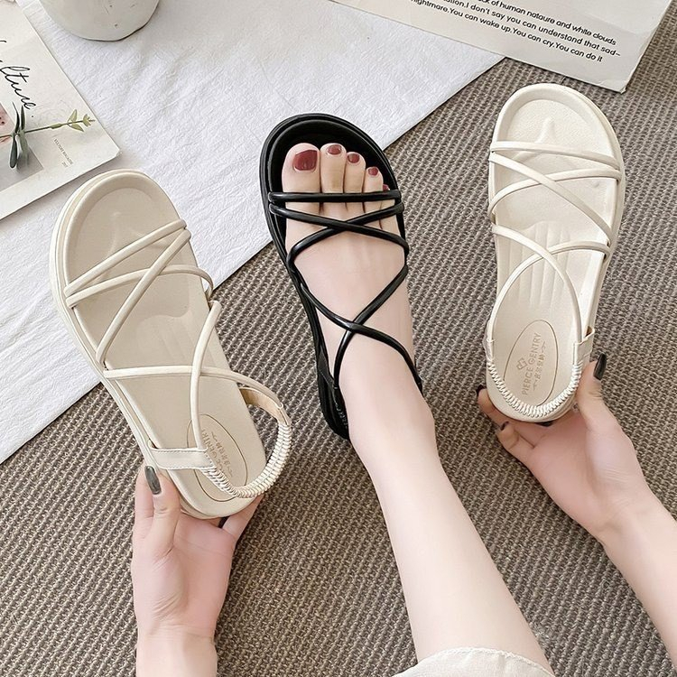 Sandal nữ đế cao 4cm chun sau dây tròn phong cách hàn quốc cực đẹp