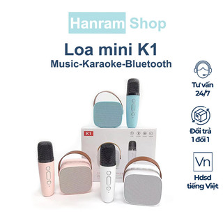 Loa kèm mic bluetooth karaoke K1 mẫu mini dễ thương