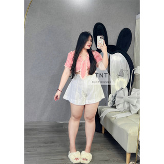 ÁO SƠ MI NHỎ CỔ V PHỐI REN [TNT SHOP BIGSIZE 60KG 90KG]