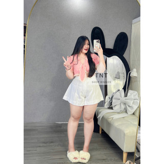 ÁO SƠ MI NHỎ CỔ V PHỐI REN [TNT SHOP BIGSIZE 60KG 90KG]