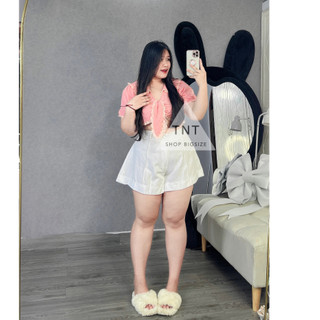 ÁO SƠ MI NHỎ CỔ V PHỐI REN [TNT SHOP BIGSIZE 60KG 90KG]