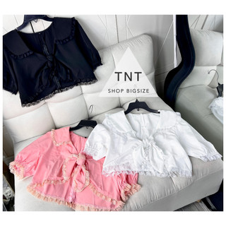 ÁO SƠ MI NHỎ CỔ V PHỐI REN [TNT SHOP BIGSIZE 60KG 90KG]