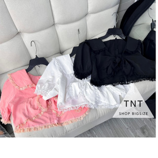 ÁO SƠ MI NHỎ CỔ V PHỐI REN [TNT SHOP BIGSIZE 60KG 90KG]