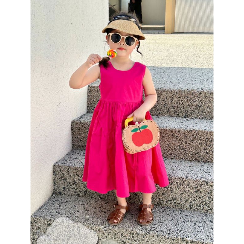 Váy  dáng dài basic chun lưng xinh xắn bé gái