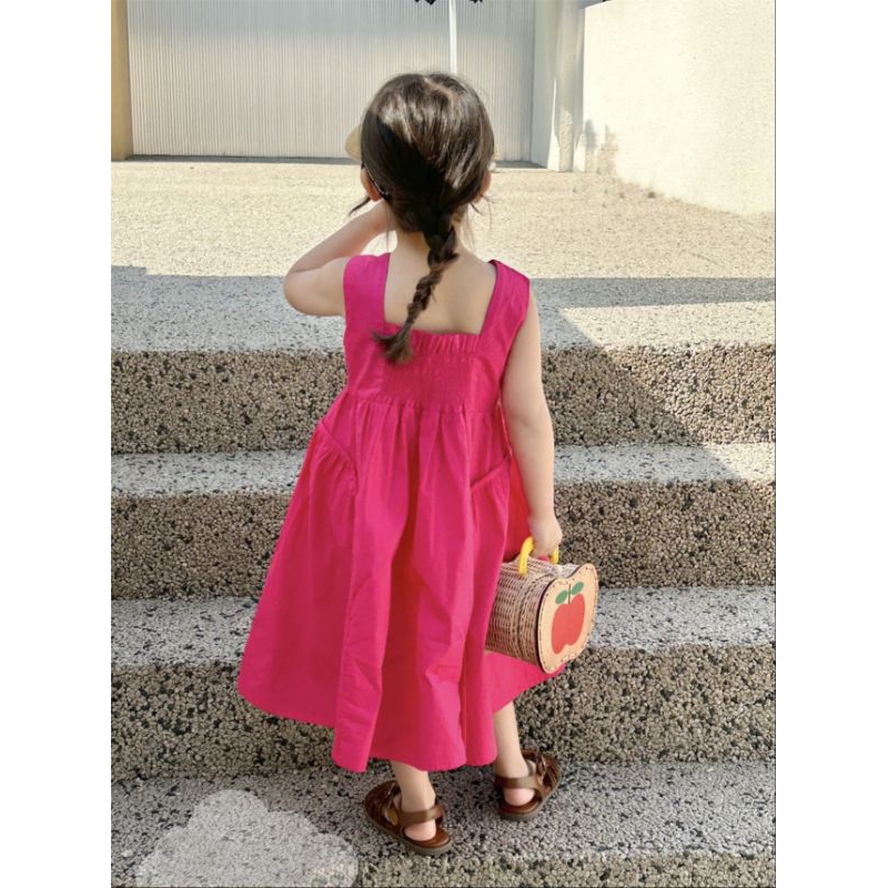 Váy  dáng dài basic chun lưng xinh xắn bé gái