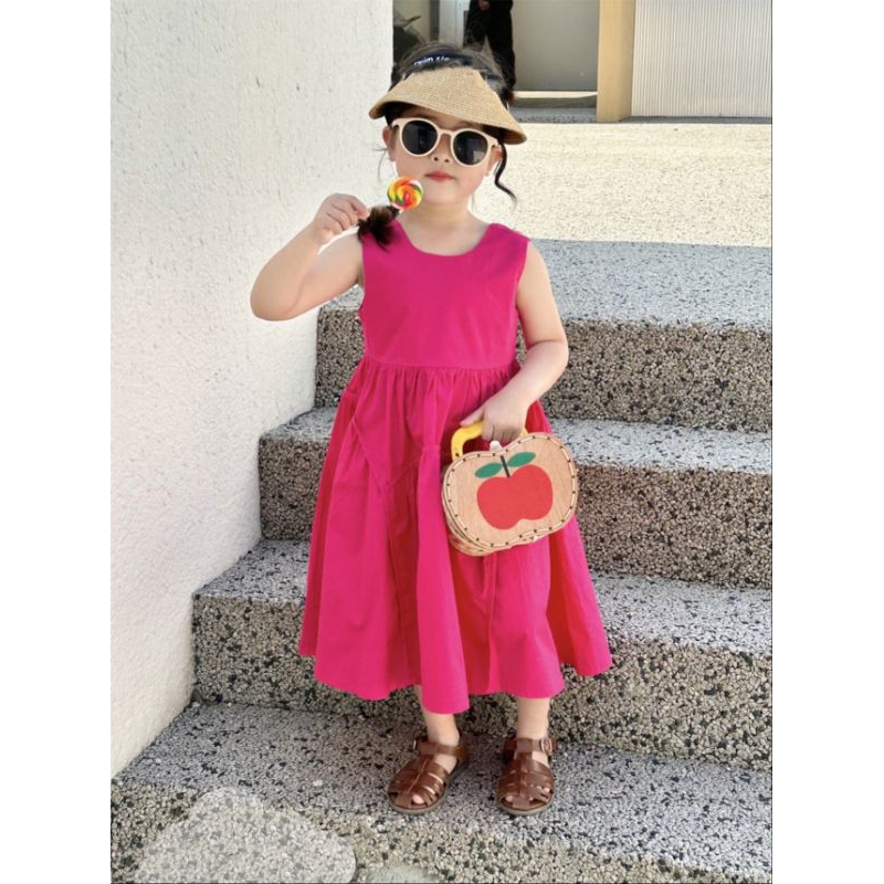 Váy  dáng dài basic chun lưng xinh xắn bé gái