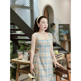 Váy Kẻ Xanh Thiết Kế Hot Hit
