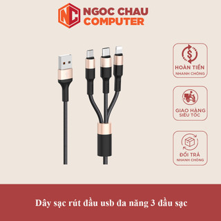 Dây sạc rút đầu usb đa năng 3 đầu sạc