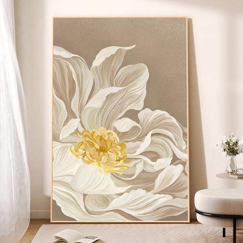 Tranh canvas treo tường hoa trắng organic 60 x 90 cm