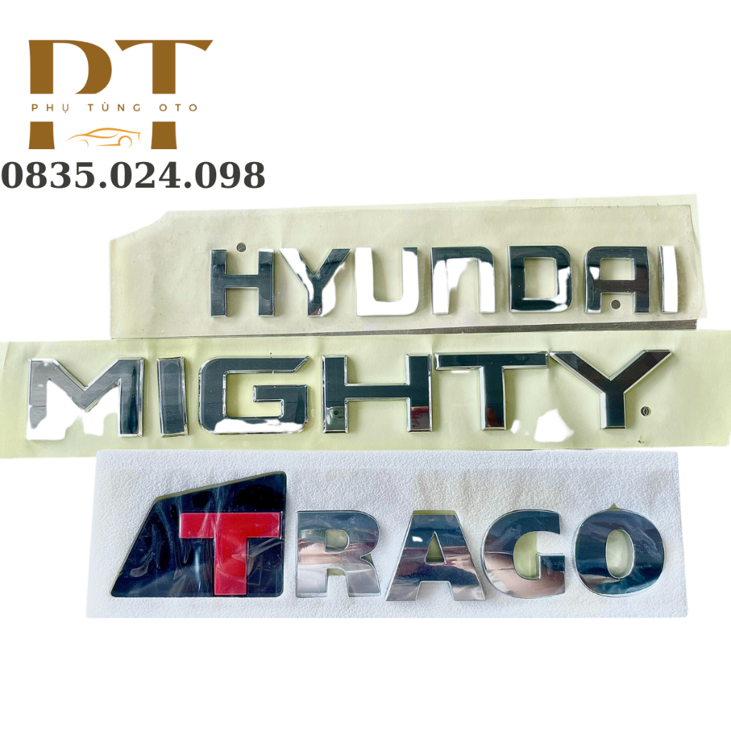 Tem chữ dán xe TRAGO/HUYNDAI/GOLD/THACO/COUTY/MIGHTY, tem trang trí xe con, xe tải