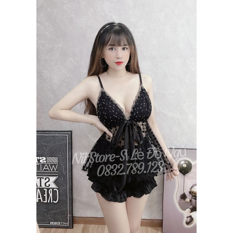 (HÌNH THẬT) Đồ ngủ sexy💥💥Đồ bộ 2 dây mặc nhà freesize co giãn 40-75kg vừa