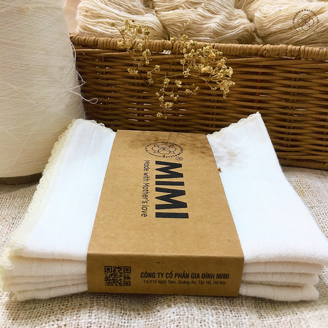 Set 5 khăn mặt sữa 100% organic cotton, tự nhiên [an toàn cho da em bé]