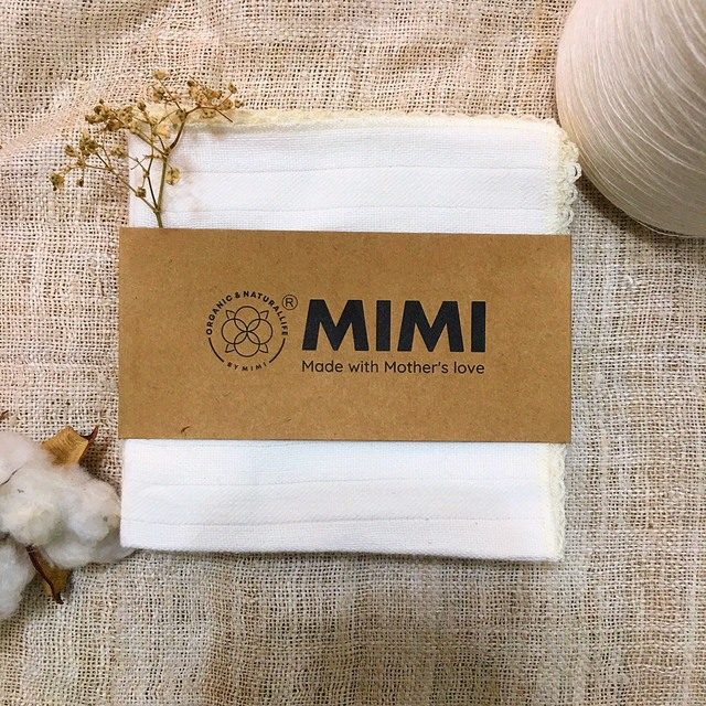 Set 5 khăn mặt sữa Mimi Organic Official tự nhiên an toàn em bé mềm mại thấm hút tốt