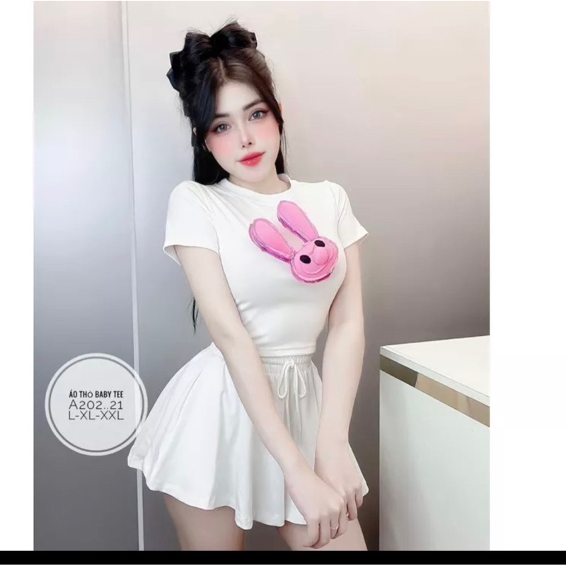 Áo croptop Thỏ Bông gắn 3 kim băng phía sau TTA688