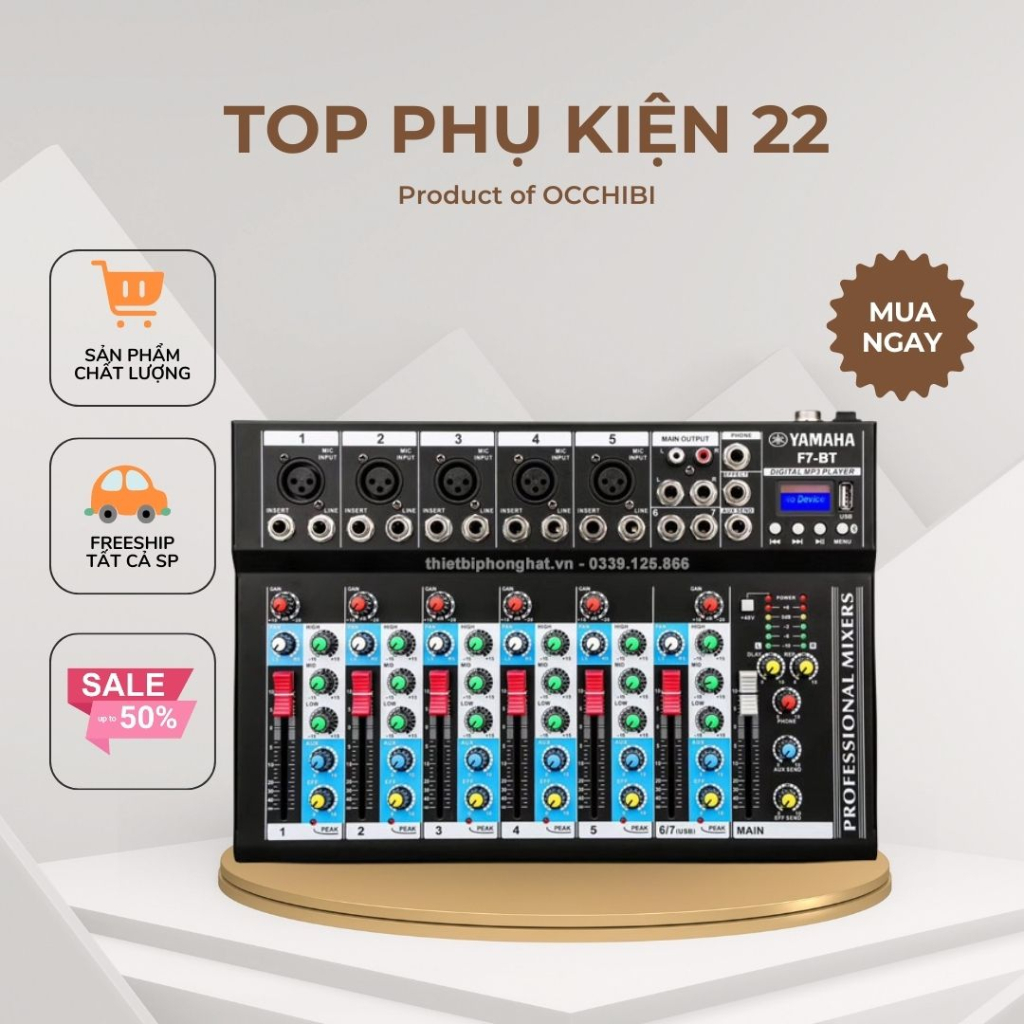 Bộ mixer F7 Yamaha màn hình có Bluetooth bản mới nhất + 12 Tháng BH topphukien22