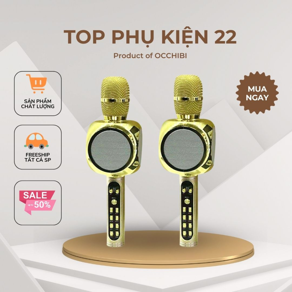 Micro Karaoke Bluetooth YS-90 Không Dây Kèm Loa Hỗ Trợ Thu Âm, Tích Hợp Loa Bass + 12 Tháng BH topphukien22