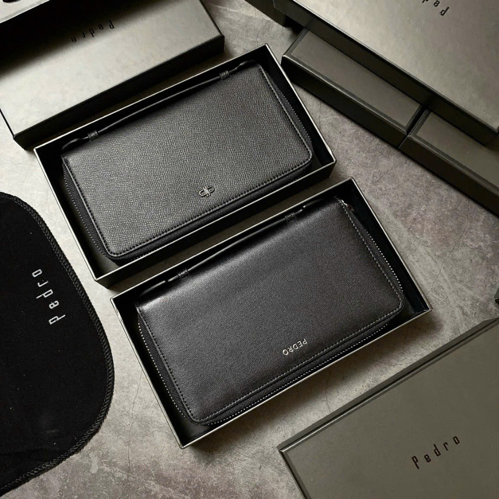 Ví nam cầm tay clutch Pedr nhiều ngăn tiện dụng fullbox làm quà
