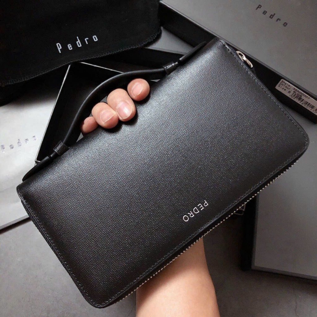 Ví nam cầm tay clutch Pedr nhiều ngăn tiện dụng fullbox làm quà