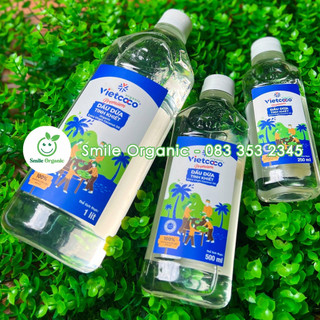 Dầu dừa hữu cơ ép lạnh vietcoco - chai 1 lít - nhà hữu cơ