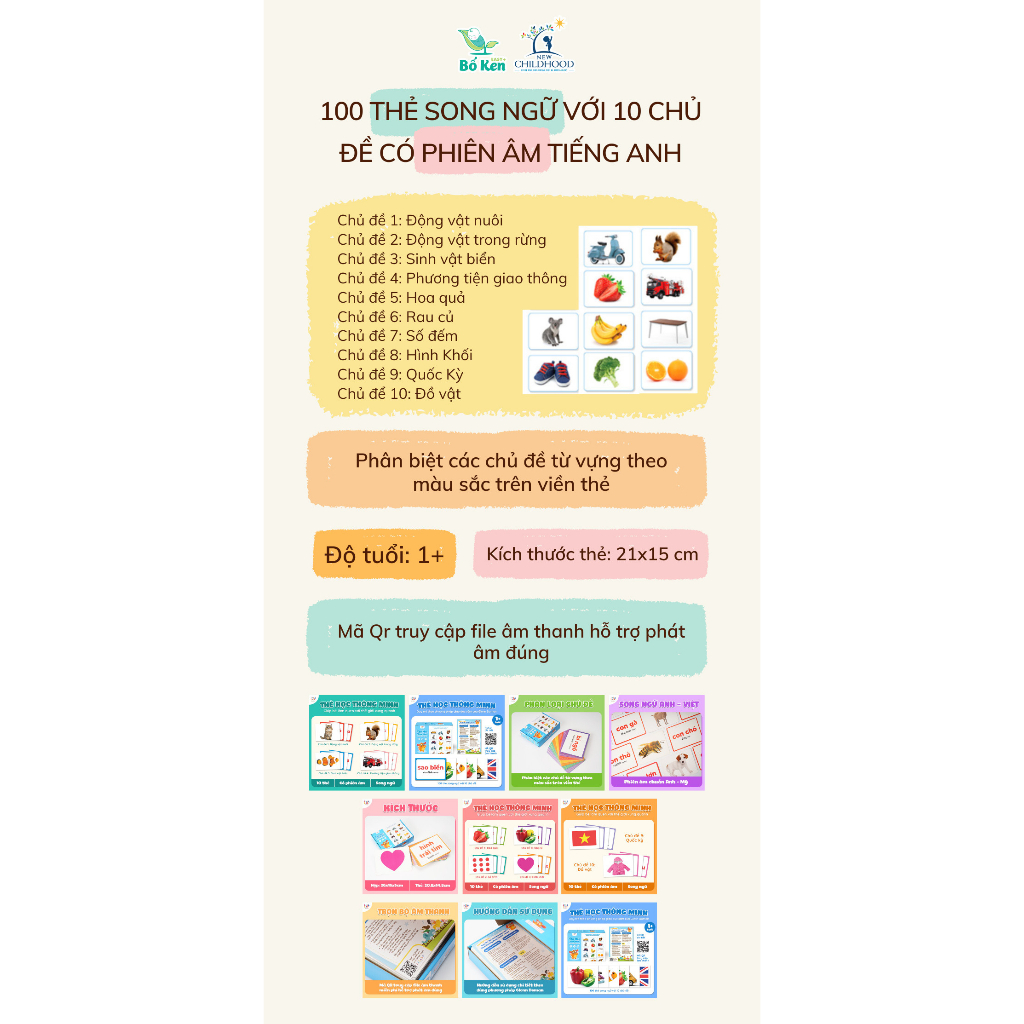 Shop Bố Ken LALALA BABY Bộ Thẻ Học Glenn Doman Song ngữ Anh Việt - Thế Giới Xung Quanh 100 Thẻ