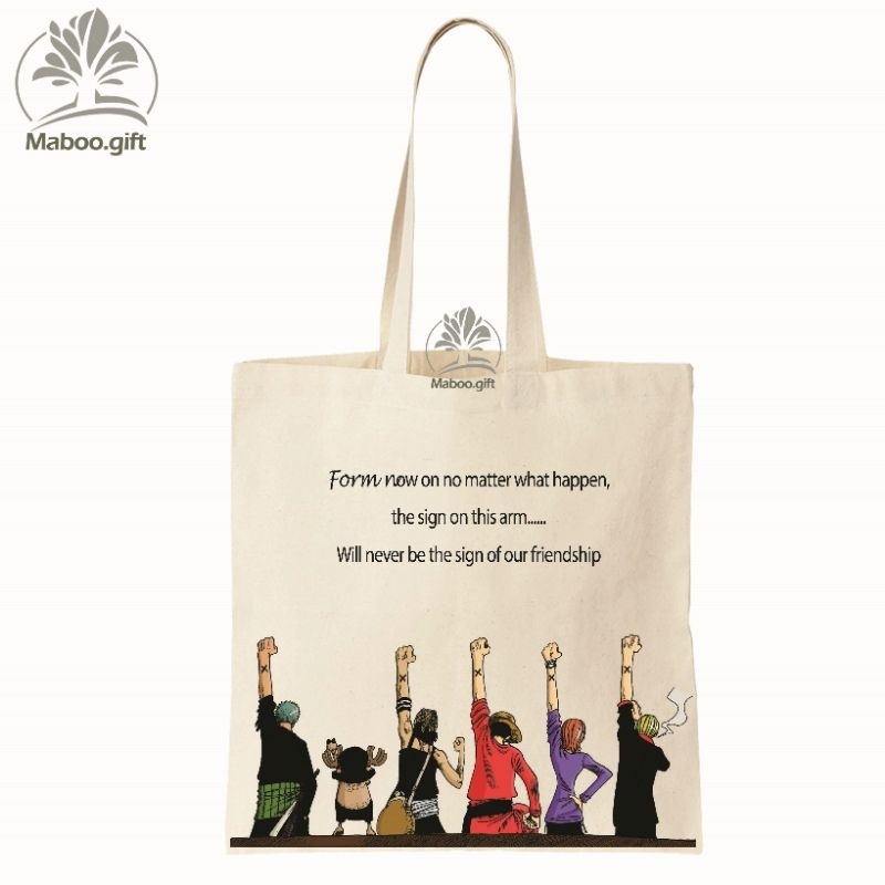 Túi vải Tote/canvas Anime One Piece Luffy_Màu Be/Đen _ANM