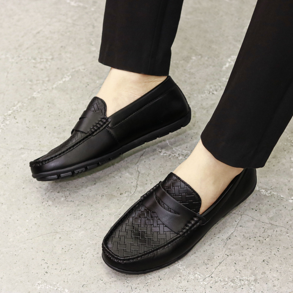 Giày Nam Đế Bệt-M012-Giày Đế Bệt Dập Vân Karo-Đế Khâu Chắc Chắn-Hàng Việt Nam