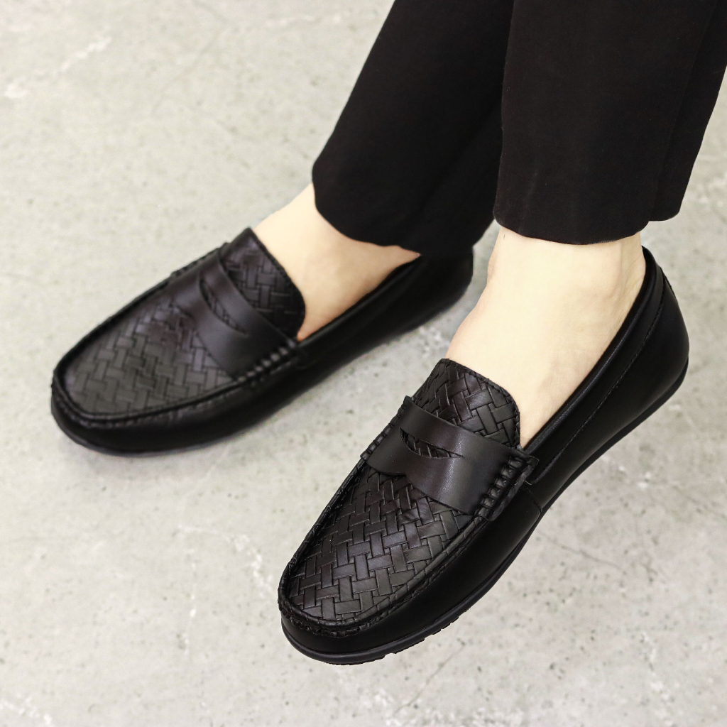 Giày Nam Đế Bệt-M012-Giày Đế Bệt Dập Vân Karo-Đế Khâu Chắc Chắn-Hàng Việt Nam