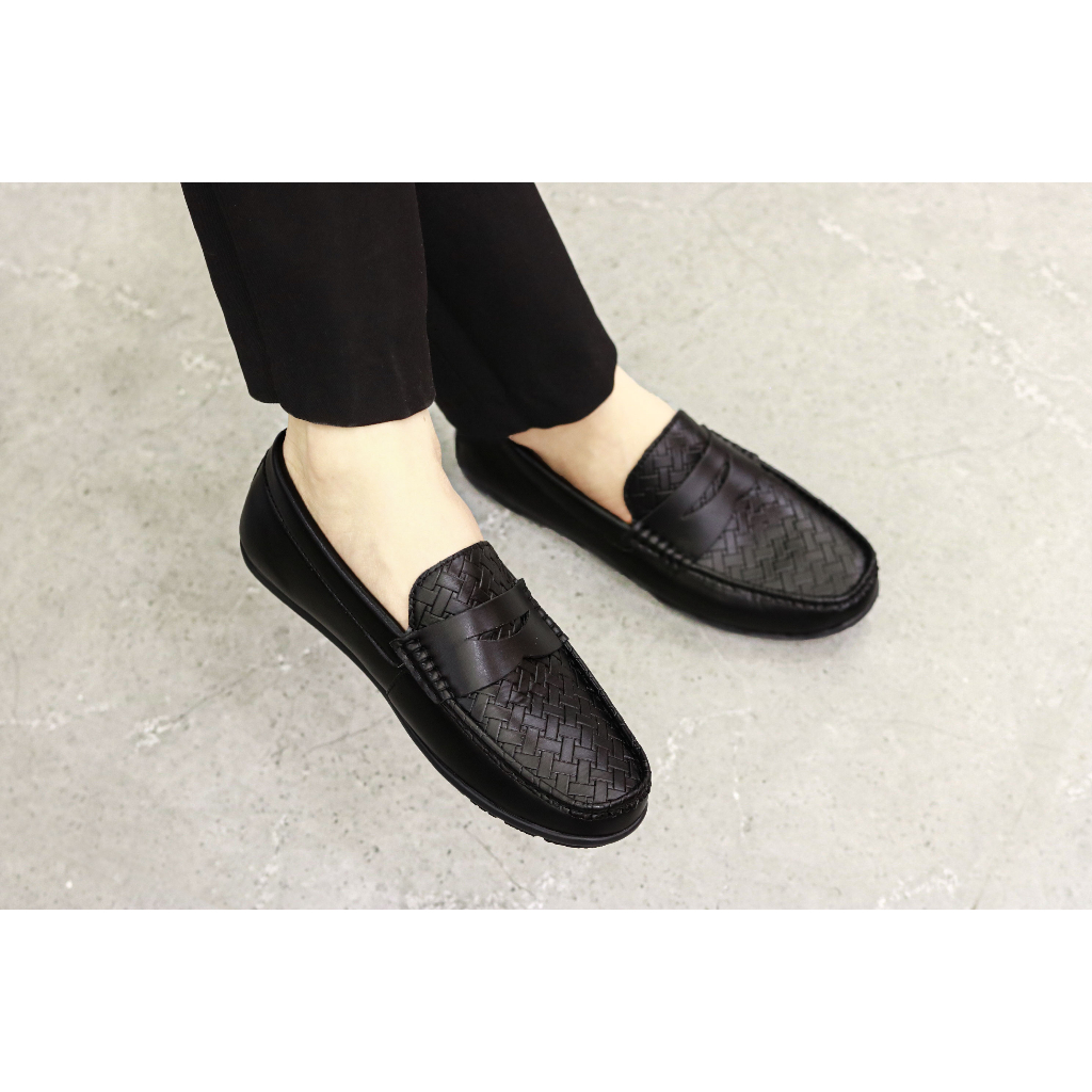 Giày Nam Đế Bệt-M012-Giày Đế Bệt Dập Vân Karo-Đế Khâu Chắc Chắn-Hàng Việt Nam