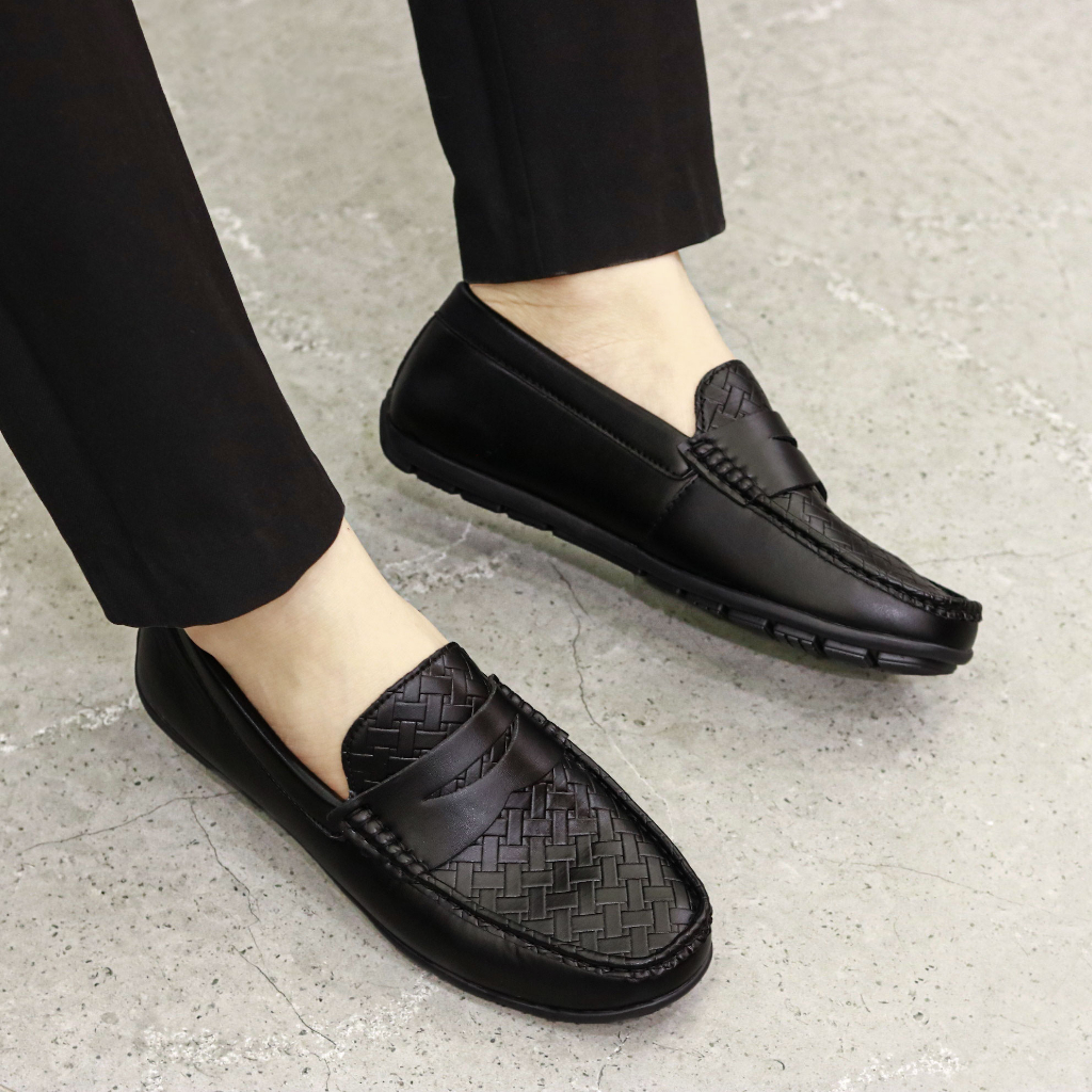 Giày Nam Đế Bệt-M012-Giày Đế Bệt Dập Vân Karo-Đế Khâu Chắc Chắn-Hàng Việt Nam