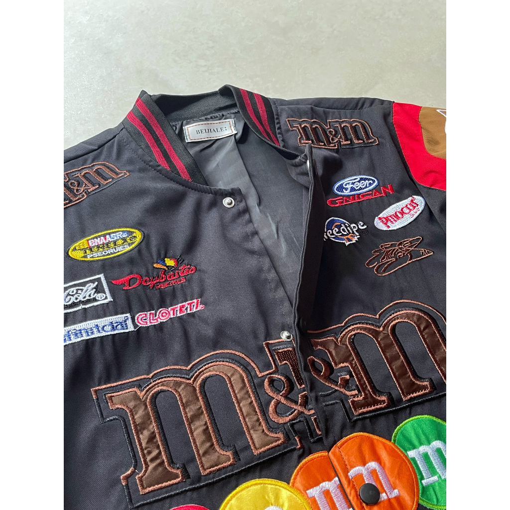 AK Bomber khaki Racing M&M-Đen