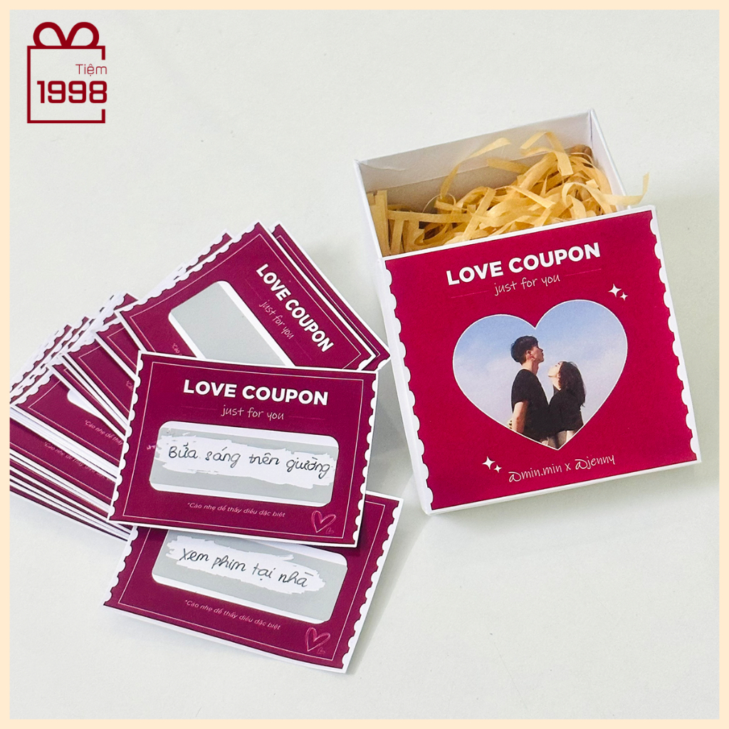 Love Coupon Box | Phiếu Quà Tặng Bạn Trai, Bạn Gái Thẻ Cào Tự Ghi Yêu Cầu