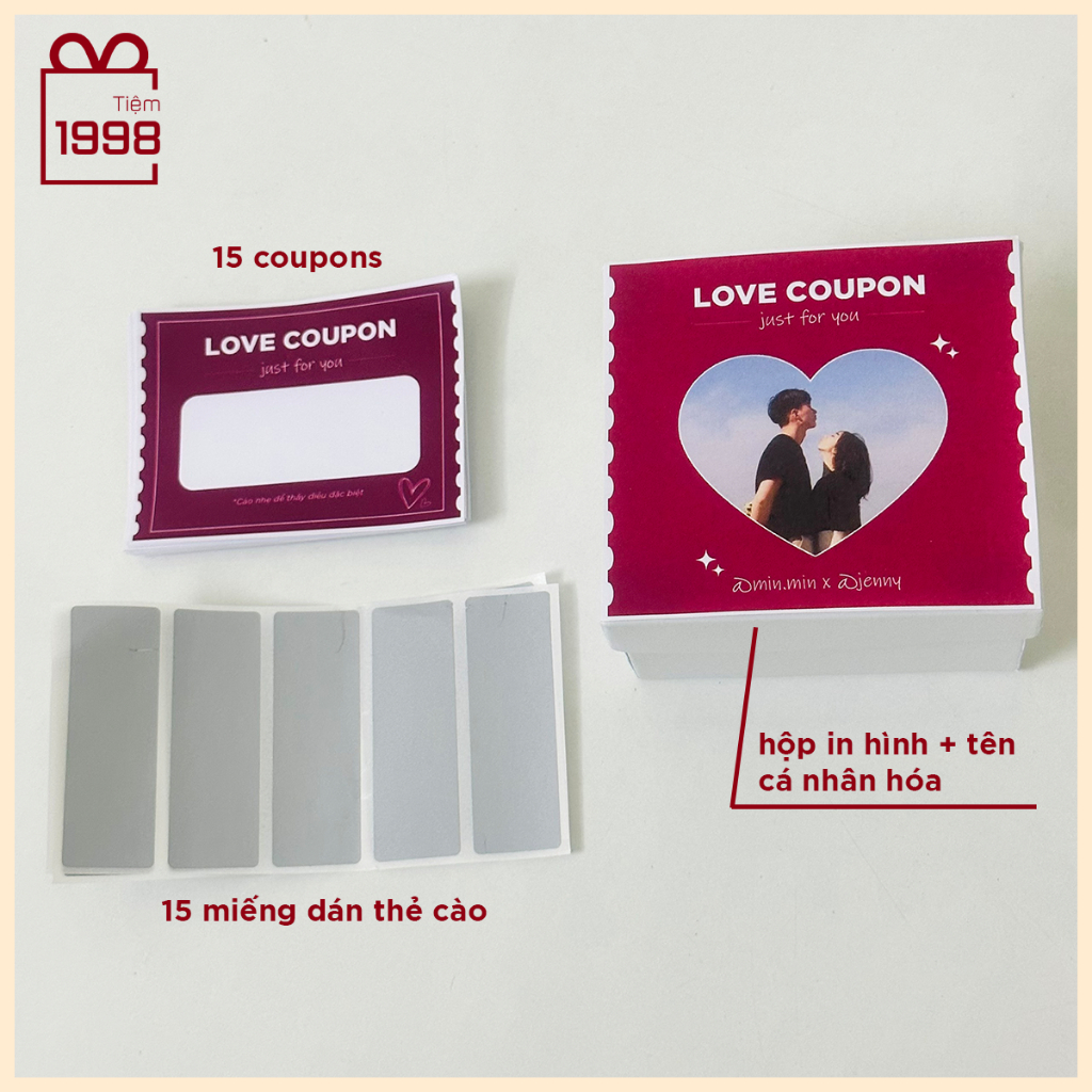 Love Coupon Box | Phiếu Quà Tặng Bạn Trai, Bạn Gái Thẻ Cào Tự Ghi Yêu Cầu