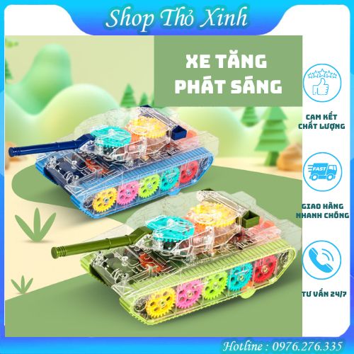 Xe Tăng Đồ Chơi Tự Đi Chuyển, Phát Nhạc, Phát Sáng
