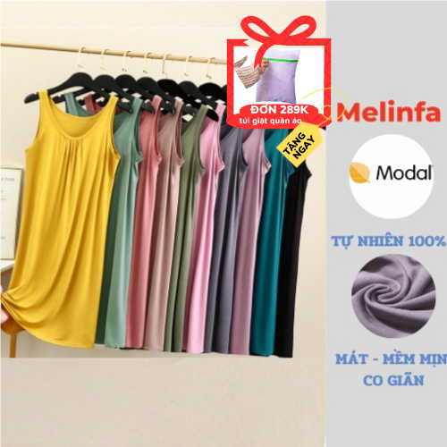 Váy đầm ngủ ba lỗ mặc nhà vải Modal (gỗ Sồi) tự nhiên co giãn mát lạnh mùa hè mã VAV0380
