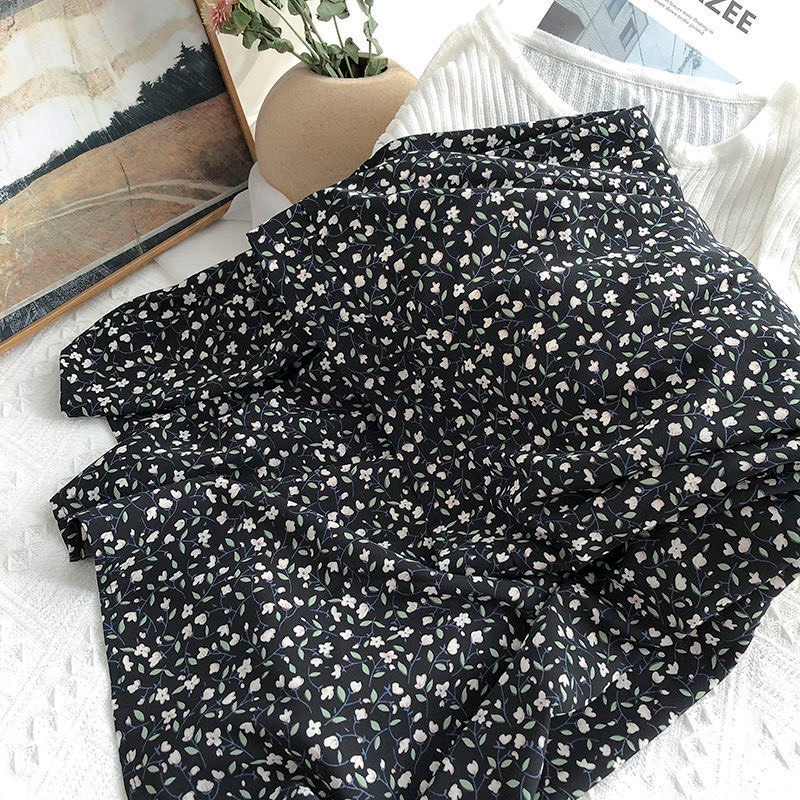 CHÂN VÁY MIDI HOA NHÍ ĐỎ CHIFFRON 2 LỚP
