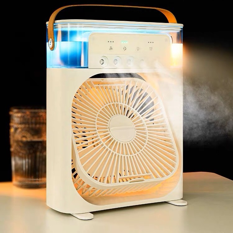 Quạt Điều Hòa Phun Sương Hơi Nước Mini Để Bàn 3 Chế Độ Tích Hợp Led - Chế Độ Hẹn Giờ Sử Dụng Cổng Sạc Usb Tiện Dụng
