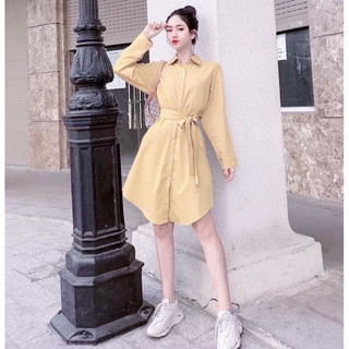 Đầm sơ mi basic tay dài 3 màu (kèm hình thật)