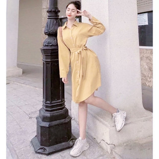 Đầm sơ mi basic tay dài 3 màu (kèm hình thật)