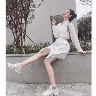 Đầm sơ mi basic tay dài 3 màu (kèm hình thật)