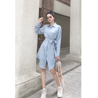 Đầm sơ mi basic tay dài 3 màu (kèm hình thật)