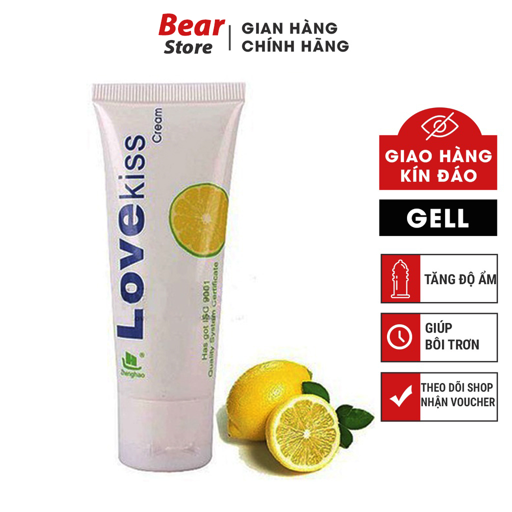 Gel bôi trơn Love Kiss hương chanh 50ml giúp tăng khoái cảm, kéo dài thời gian quan hệ