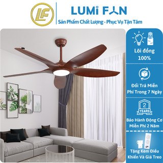 Quạt đèn trần trang trí lumifan, sải cánh 152cm, quạt trần đèn decor, quạt trần trang trí, bh 24 tháng, mã 2023